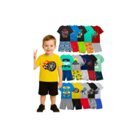 Kit 12 Peças De Roupa 1 Ao 14 Masculino 6 Camiseta +6 Shorts