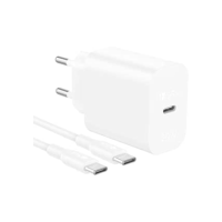 Fonte de Alimentação Usb C 20W, 1Hora + Cabo 1 Metro Branco