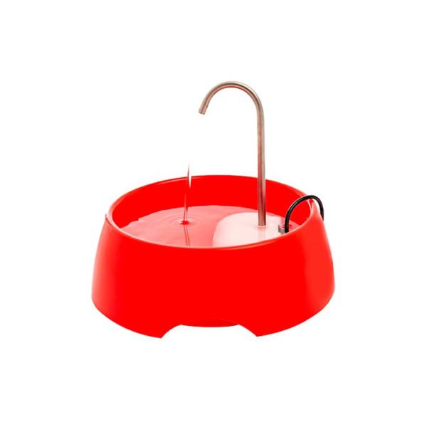 AMICUS Fonte Bebedouro de Água Portátil AQUA MINI para Gatos e Cães - Fontes de Água para Pets, Bebedouro para Animais de Estimação - Adaptável, Aço Inoxidável, Bivolt - 1,2L de Capacidade - Vermelha