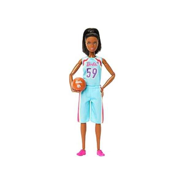 Boneca Barbie Morena Feita para Mexer Articulada To move Profissões Jogadora de Basquete com acessórios de Basquetebol, uniforme e bola HKT74 Mattel