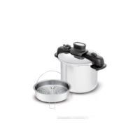 Panela de Pressão 7L Tefal OptiSpace em Inox com Fundo Triplo e Cesto de Vapor