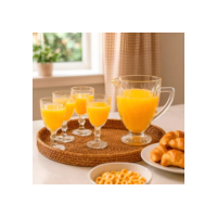 Conjunto Jarra Diamante 1,2l + 4 Taças Cristal Ecológico 330ml Transparente - Bela Flor