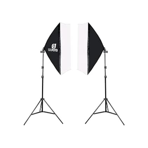 SOU FOTO Kit Softbox Duplo Profissional Iluminação Luz Continua para Fotografia e Video | 2x Softbox 50x70cm e 2x Tripés 2 metros | Modelo Duo