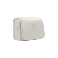 Necessaire Unissex Organizadora Portátil para Viagem e Uso Diário, Bolsos Internos, Fecho com Zíper, com Gancho para Pendurar, Várias Divisórias, Material Premium Resistente à Água (Bege)
