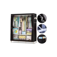 Guarda Roupa Dobrável Organizador Portátil Armário Grande Kontuz Cor Preto