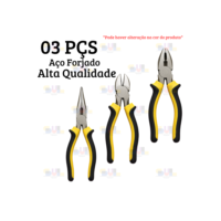 Kit 3 Alicates em AÇO FORJADO Universal Corte e Bico Linha RESISTENTE
