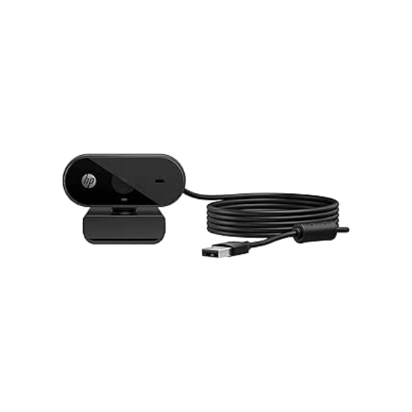 Webcam 1080p HP 320 - com Ajuste Automático de Luz, Conexão USB Plug and Play, Ângulo Largo de 66 Graus, Imagem Full HD com Microfone Integrado e Rotação 360 (53X26AA#ABL)