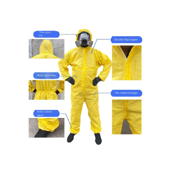 Traje de proteção química Macacão, prova líquida, ácido sulfúrico, alcalino resistente, vestuário de proteção do trabalho