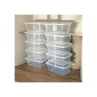 Kit 10 Potes Plásticos  1 Litro Com Tampa Transparente Marmita Organizador De Alimentos