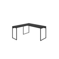 Mesa de Escritório em L Estilo Industrial 1,50mX1,50m Kuadra, Compace, Preto Ônix / Est.Preta