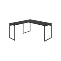 Mesa de Escritório em L Estilo Industrial 1,50mX1,50m Kuadra, Compace, Preto Ônix / Est.Preta