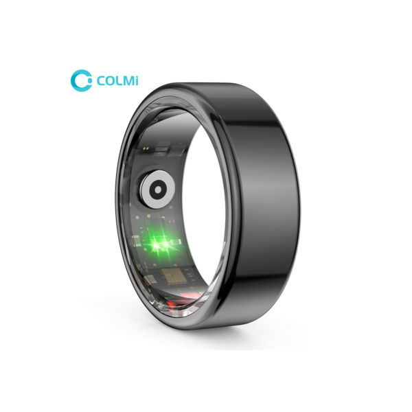 COLMI-R02 Anel inteligente com casca de aço titânio, monitoramento de saúde, modos multi-esportivos impermeáveis, grau militar, IP68, 3ATM