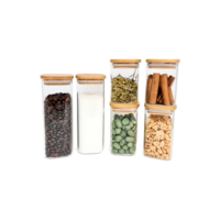Potes De Mantimentos Quad 200/250/400ml C/tampa Bambu - 6 P