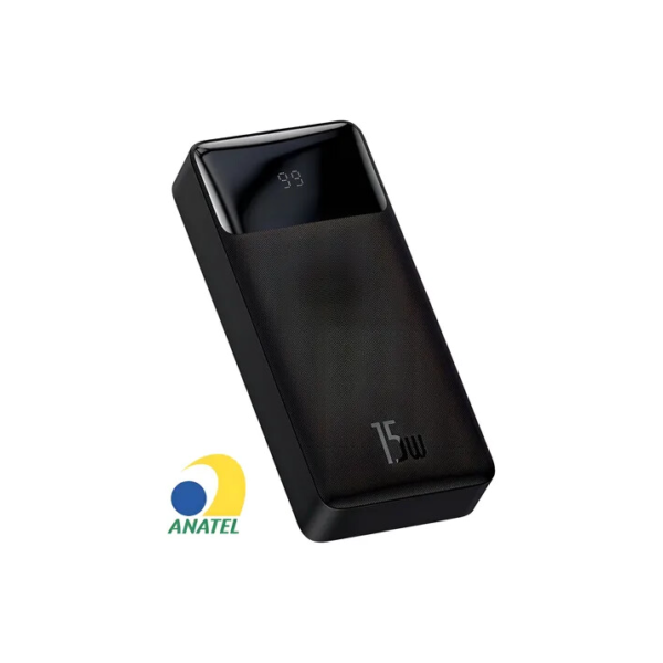 Carregador Rápido Portátil Power Bank Baseus 20000 Mah 15w Cor Preto