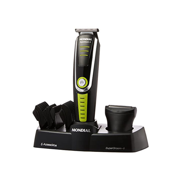 Aparador de Pelos Super Groom 06, Mondial, Preto/Verde, 6W, Bivolt - BG-04