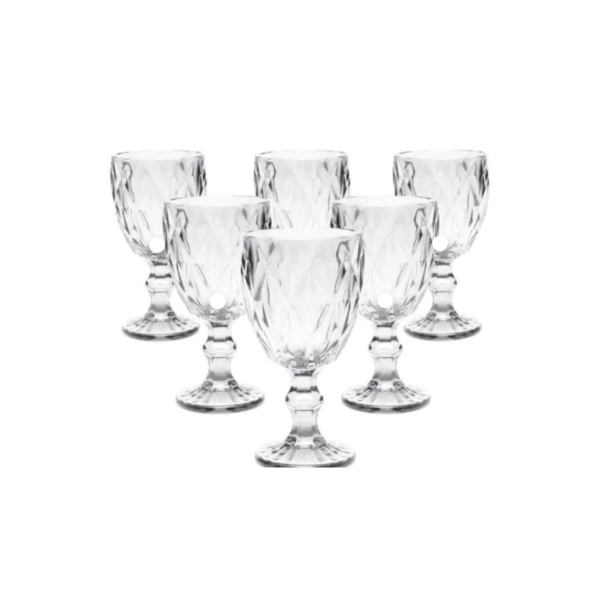 Taças Vidro Diamond Transparente Brilhante