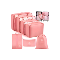 Kit 7 Peças Necessaire Organizador Mala Portátil Viagem Feminina E Masculina Impermeável Resistente Para Roupas, Cosméticos, Sapatos, Maquiagem, Higiene, Praia E Academia