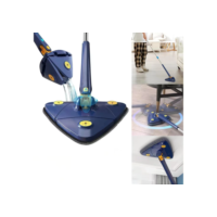 Esfregao Branco ou Azul Aleatório com 4 pano Triangulo Mop De Limpeza AjustavelGiratoria 360°