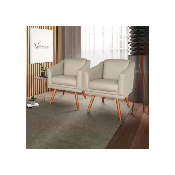 Kit 02 Poltronas San Diego Corino Luxo Para Recepção e Escritorio Advocacia Salão de Beleza Visammer