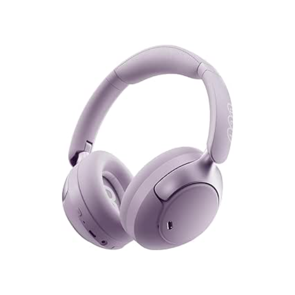 QCY H3 PRO ANC Fone de Ouvido Bluetooth, Headphone ANC Adaptáveis, Cancelamento Ativo de Ruído de 50 dB, Áudio sem fio de Alta Resolução LDAC, 55 Horas de Reprodução, Preto (Roxo)
