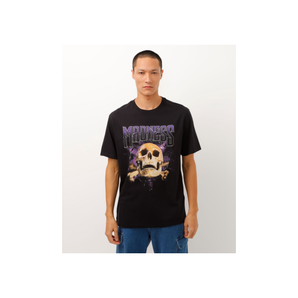camiseta de algodão manga curta madness preta