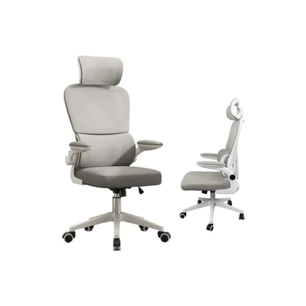 Cadeira de escritório Python Fly XHOCB07 ergonômica branca e cinza com estofado de malha