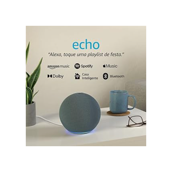 Echo com Alexa (Geração mais recente): Com som premium e hub Zigbee de casa inteligente - Cor Azul