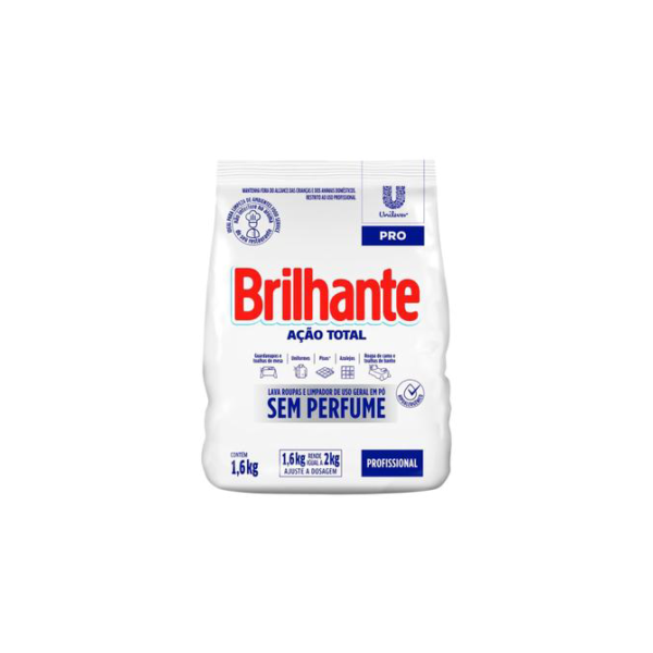 Detergente em Pó Brilhante Profissional Ação Total - 1,6kg