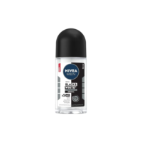 NIVEA MEN Desodorante Antitranspirante Roll On Invisible Black & White 50ml - Proteção prolongada de 48h, cuidado suave, ação antibacteriana, fórmula 5 em 1: anti-manchas, anti-odor