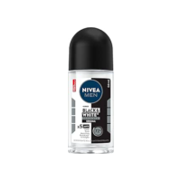 NIVEA MEN Desodorante Antitranspirante Roll On Invisible Black & White 50ml - Proteção prolongada de 48h, cuidado suave, ação antibacteriana, fórmula 5 em 1: anti-manchas, anti-odor