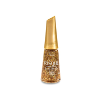 Esmalte Risqué Livre para Brilhar Glitter Dourado Chega e Arrasa 8ml