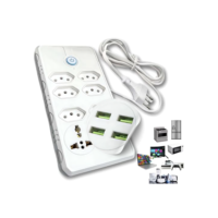 Extensão Elétrica 10A 7 Tomadas com 4 Portas USB | Filtro de Linha Bivolt 110V 220V | Cabo 2m com Proteção Contra Surtos | Ideal para Escritório, Gamer, Casa, Eletrodoméstico, Viagem e Estudo