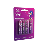 Pilha recarregável AA 2500Mah Elgin com 4 unidades Comum