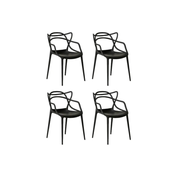 Kit 4 Cadeiras De Jantar Allegra Master Empilhável Preto