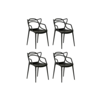 Kit 4 Cadeiras De Jantar Allegra Master Empilhável Preto