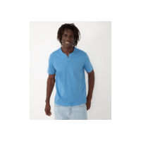 camiseta básica manga curta gola portuguesa azul