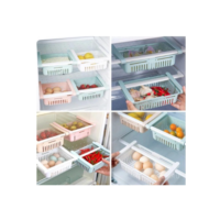 KIT 5 Cesto Organizador De Geladeira Multiuso Gaveta Retrátil Ajustável Prático Portátil