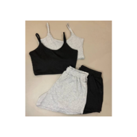 Kit 2 Conjuntos Feminino Short e Cropped Canelado Curto - CJESHC