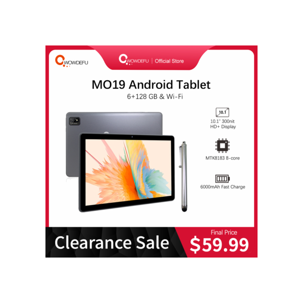 CWOWDEFU-Tablet PC Android original, 10.1 ", 6GB de RAM, 128GB, Octa-Core, MTK, Câmera de 13MP, 6000mAh, 18W PD, GPS, Tablets-PC