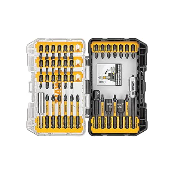 JOGO DE PARAFUSAR FLEXTORQ 40 PCS (25 Bits de 1": 1x PH1, 7x PH2, 1x PH3, 1xSQ1, 2x SQ2, 1x SQ3, 1x SL6, 1x SL8, 1x SL10, 1x T15, 2x T20, 5x T25 e 1x T27; 9 Pontas de 2 1/4": 6x PH2, 1x SQ2, 2x T25; 1 Ponta de 3 1/2": 1x PH2; 1 Adaptador para Soquetes 3/8"; 2 Soquetes: 1/4" e 5/16"; 1 Porta-Bit Magnético; 1 Luva Magnética)