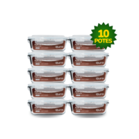 Conjunto 10 Potes 640ml Vidro Hermético Borossilicato 4 Travas Marmita