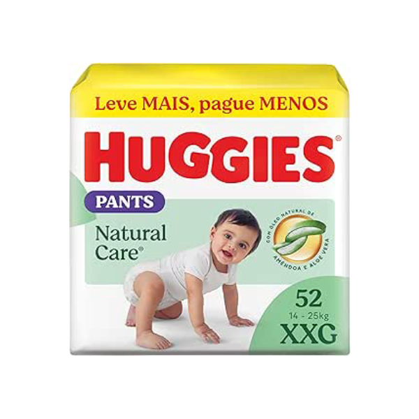 Huggies Fralda Pants Premium Natural Care XXG - 52 Un (embalagem pode variar)