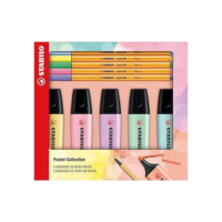 Kit Caneta Ponta fina e Marca Texto – STABILO Point 88 e BOSS – Pacote com 10 unidades – Cores Pasteis Sortidas