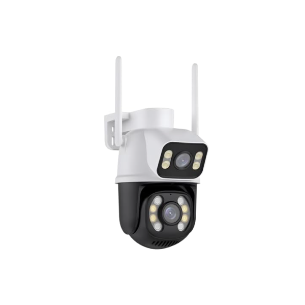 Câmera IP Sem Fio de Segurança Externa HD 3MP, Câmera de Visão Noturna Infravermelha WiFi, Dupla Lente Grande Angular, IP66 à Prova D'água e à Prova de Poeira, Chamada de Voz Bidirecional