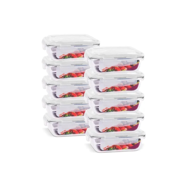 Kit 10 Marmita Pote Vidro Hermético Vidro Tampa Trava 340ml