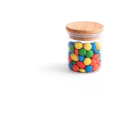 Oikos - Pote de Vidro 200ml com Tampa de Bambu Hermético Redondo Flat