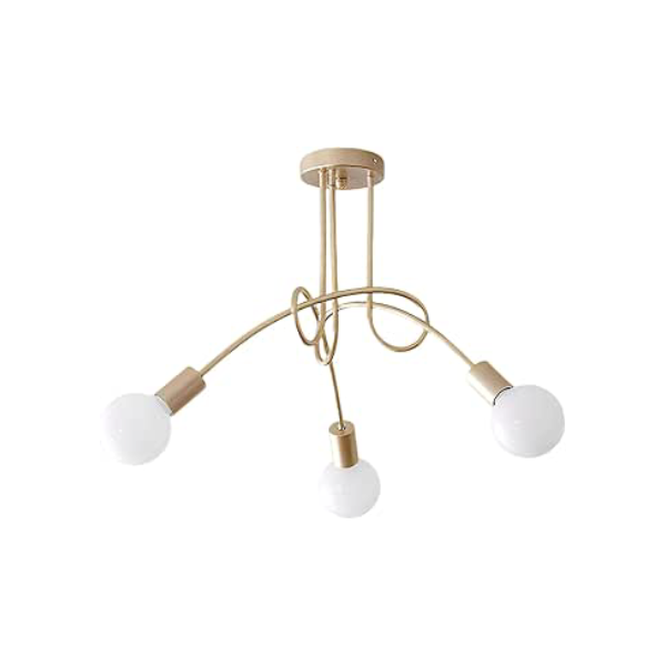 Lustre de Teto Vintage Nórdico com Design de Galhos - 3 ou 5 Lâmpadas E27 (Não Inclui Lâmpadas) - Iluminação Elegante para Sala, Quarto, Jantar (3 Lâmpadas - Dourado)