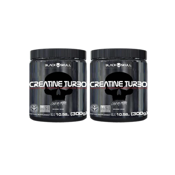 Kit 2X Creatine Turbo Suplemento Alimentar Black Skull 300g Caveira Preta Creatina Monohidratada