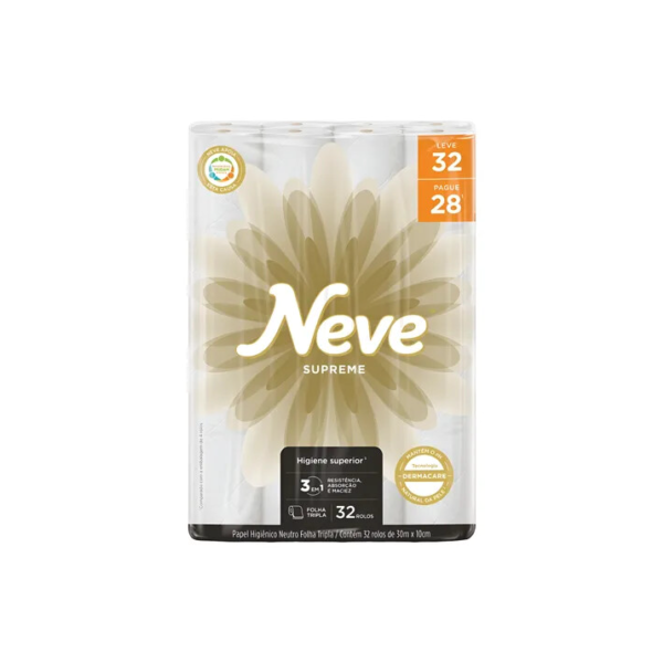 Papel Higiênico Neve Supreme Leve 32 Pague 28 - 32 Rolos