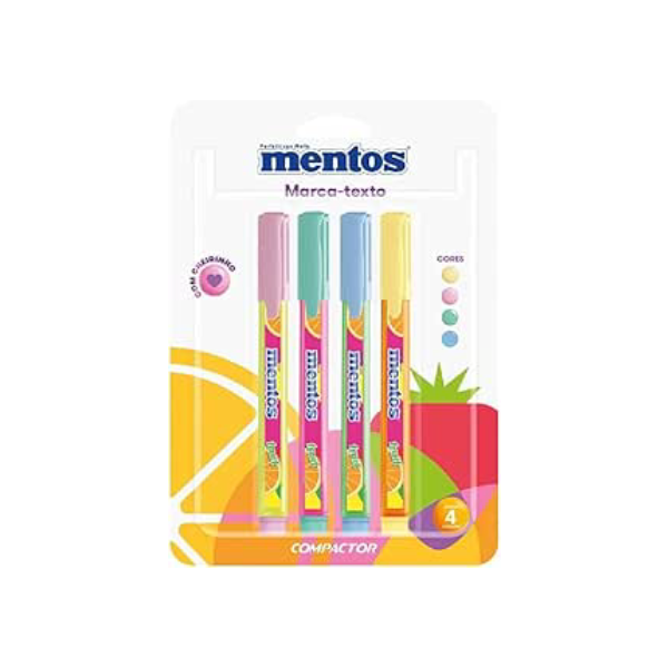 Compactor Marca Texto Mentos Com Cheirinho 4 Cores Compactor